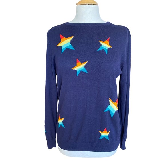 SugarHill Brighton Rita Rainbow Star Celestial Knit Jacquard Light Sweater-M - Picture 13 of 16